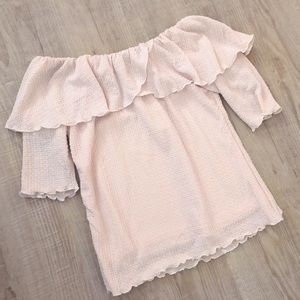 Off shoulder pink frilly top